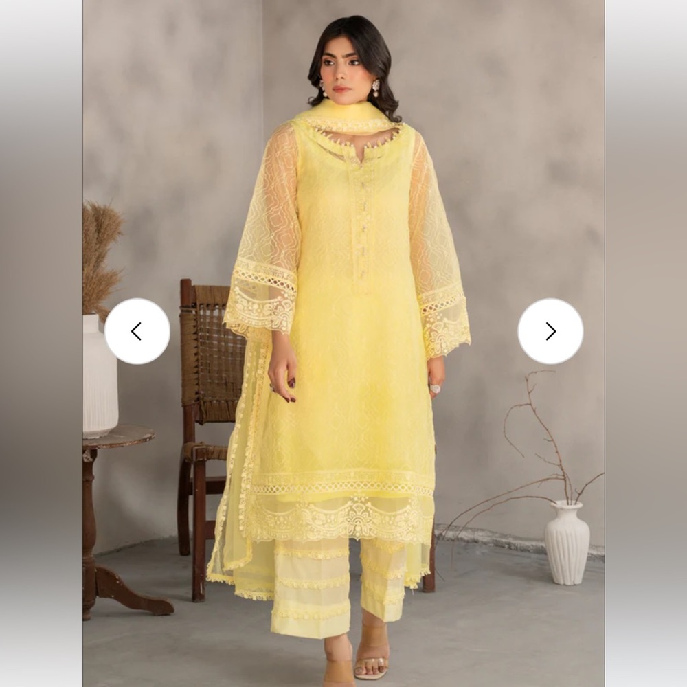 Pakistani Lemon Yellow Lace Suit - OPEN TO ALL OFFERS
